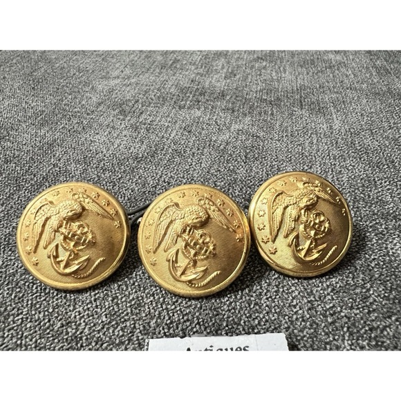 3 VTG ‎ 1" J.R.Gaunt & Sons Gold Military Buttons Rouses Pt. NY Made in England - Picture 2 of 6